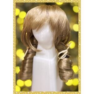 BJD 1/3 Volks Super Dollfie SD Doll Wig Cream Blonde Curls Pullip 9/10 Silk Bows